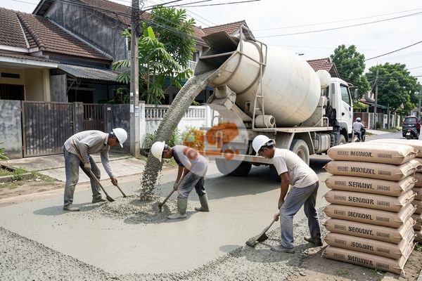 Ilustrasi Pengecoran Jalan Perumahan